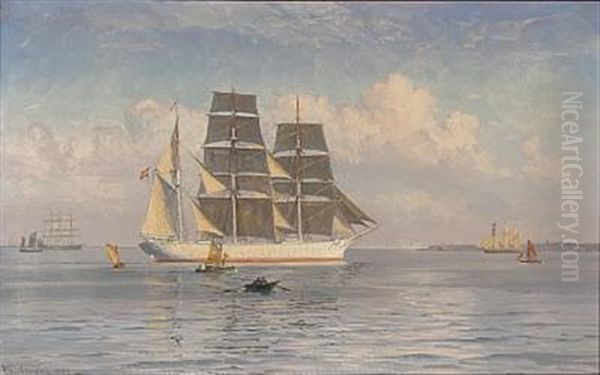 Summer Day With Sailing Ships And Boats Oil Painting by Vilhelm Karl Ferdinand Arnesen