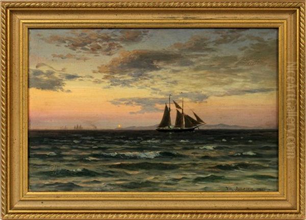 Seascape With Sailboat by Vilhelm Karl Ferdinand Arnesen