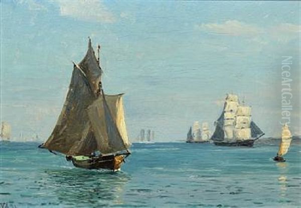 Seascape Oil Painting by Vilhelm Karl Ferdinand Arnesen