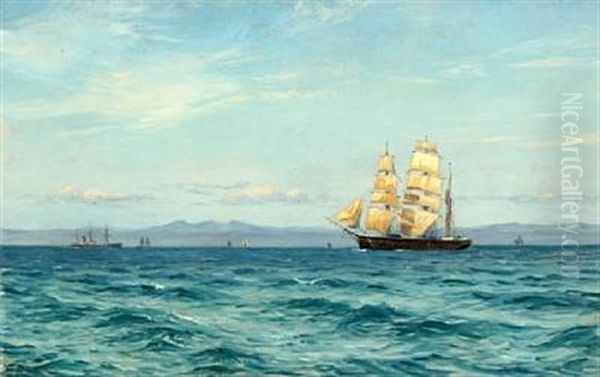 Seascape Oil Painting by Vilhelm Karl Ferdinand Arnesen