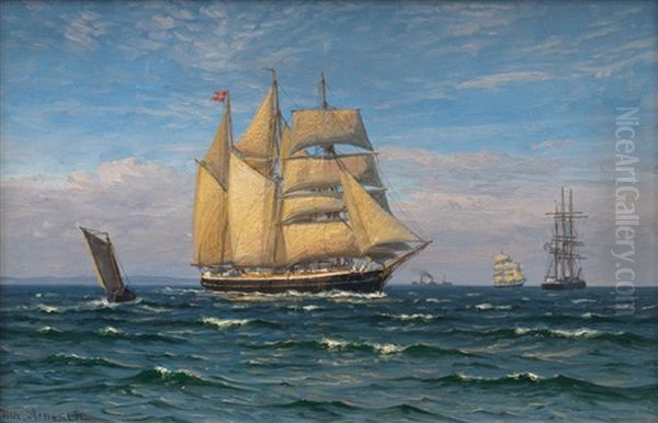 Tall Ships Oil Painting by Vilhelm Karl Ferdinand Arnesen