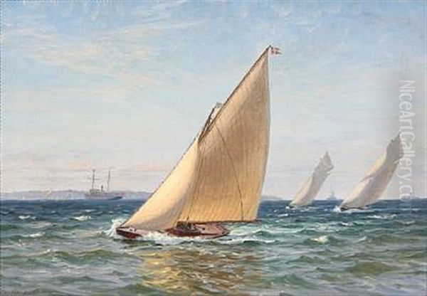 A Race On The Sound Oil Painting by Vilhelm Karl Ferdinand Arnesen