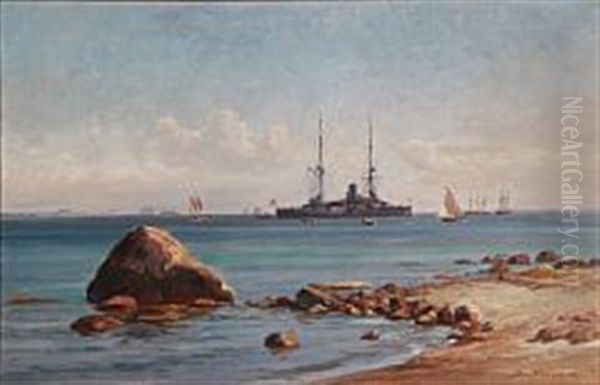 Peder Skram Udfor Snekkerstenen V. Snekkersten. Yderst Til Venstre Hven Oil Painting by Vilhelm Karl Ferdinand Arnesen