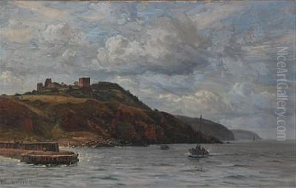 Hammershus Ruiner Set Fra Soen Oil Painting by Vilhelm Karl Ferdinand Arnesen