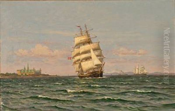 Coastal Scene Near Elsinore Castle Oil Painting by Vilhelm Karl Ferdinand Arnesen