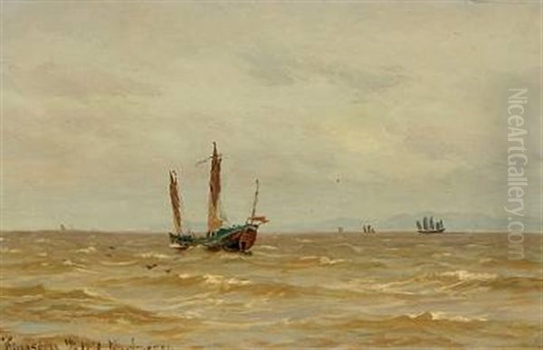 View Of The Chinese Sea With Sailing Boats Oil Painting by Vilhelm Karl Ferdinand Arnesen