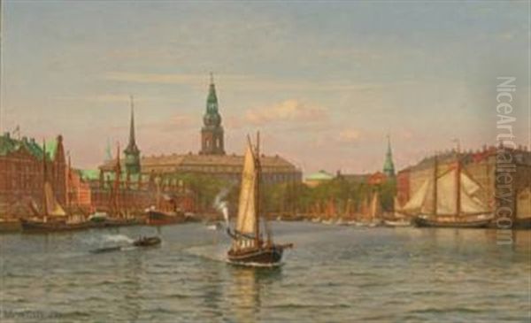 View From Copenhagen Harbor Oil Painting by Vilhelm Karl Ferdinand Arnesen