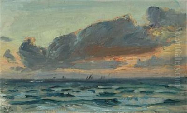 Marine Oil Painting by Vilhelm Karl Ferdinand Arnesen