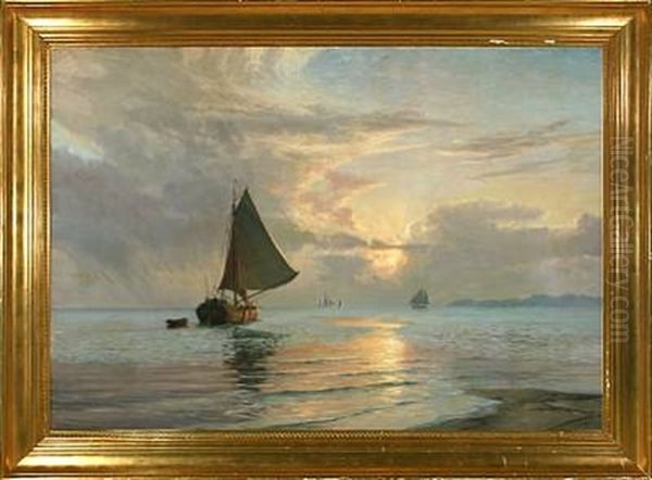 Sun Beams Over The Sea Oil Painting by Vilhelm Karl Ferdinand Arnesen