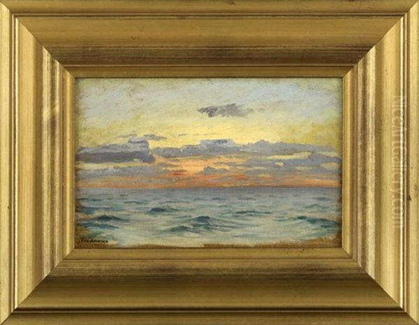 Seascape, Sunset Oil Painting by Vilhelm Karl Ferdinand Arnesen