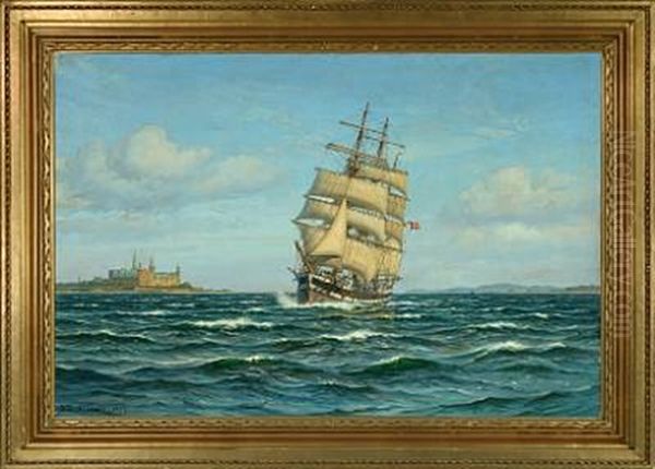 Wessel Passing Kronborg Castle Oil Painting by Vilhelm Karl Ferdinand Arnesen