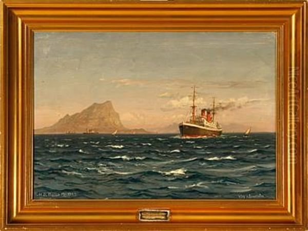 Middelhavet - Gibraltar Oil Painting by Vilhelm Karl Ferdinand Arnesen