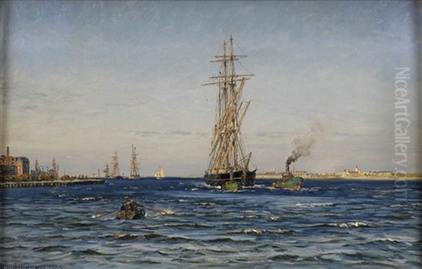 Einfahrt Des Grosseglers Oil Painting by Vilhelm Karl Ferdinand Arnesen