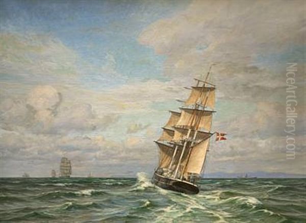 Ships In The Sound Oil Painting by Vilhelm Karl Ferdinand Arnesen