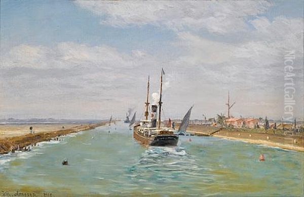 The Suez Canal Oil Painting by Vilhelm Karl Ferdinand Arnesen