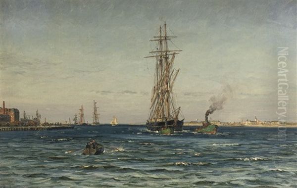 Sailing Out From The Harbour Oil Painting by Vilhelm Karl Ferdinand Arnesen