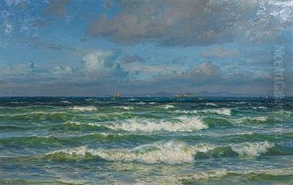 Coastal Scenery Oil Painting by Vilhelm Karl Ferdinand Arnesen