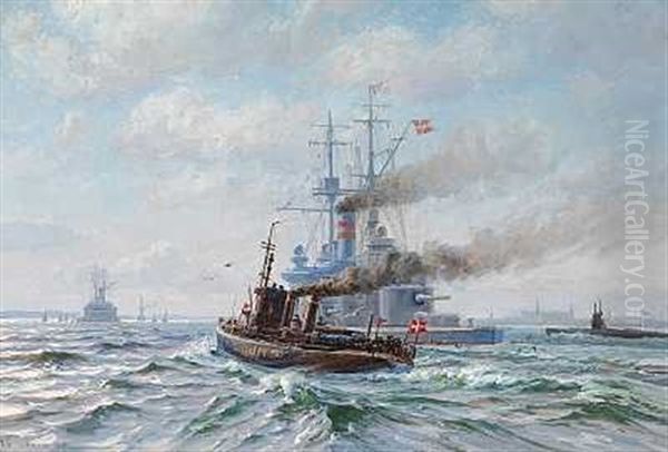 "peder Skram" Ud For Kronborg Oil Painting by Vilhelm Karl Ferdinand Arnesen