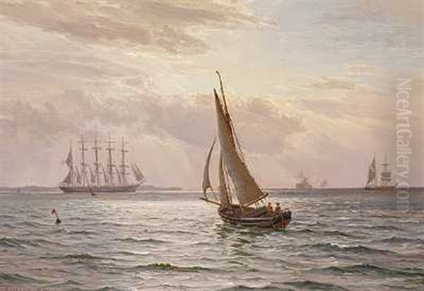 Henimod Aften Paa Soen. Det Klarer Op Efter Regn Oil Painting by Vilhelm Karl Ferdinand Arnesen