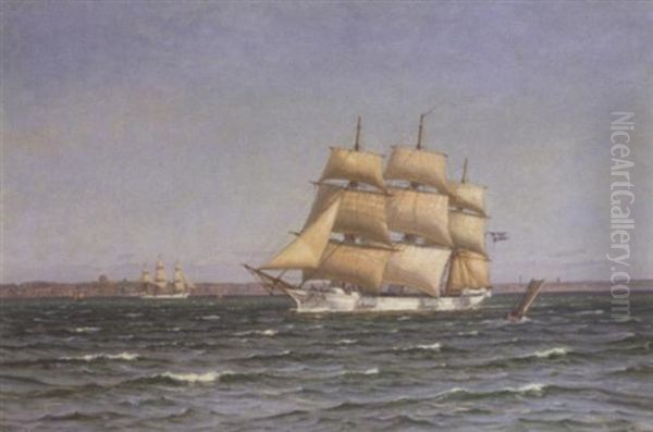 Shipping Off The Danish Coast Oil Painting by Vilhelm Karl Ferdinand Arnesen