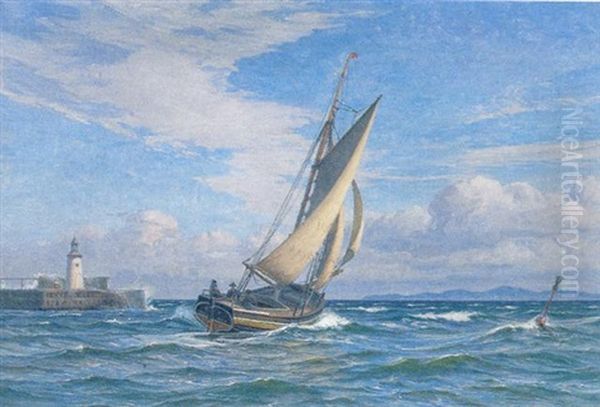 Marine Med Sejlbad Oil Painting by Vilhelm Karl Ferdinand Arnesen