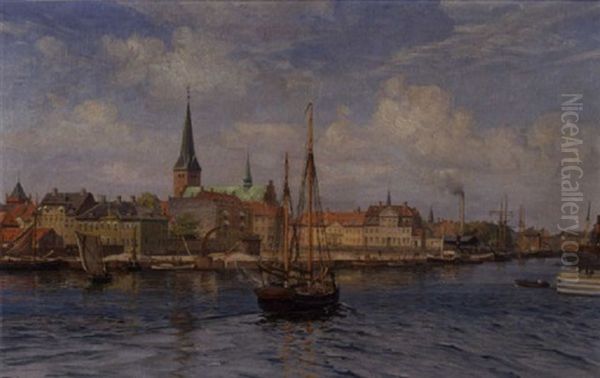 Parti Fra Helsingor Havn Oil Painting by Vilhelm Karl Ferdinand Arnesen