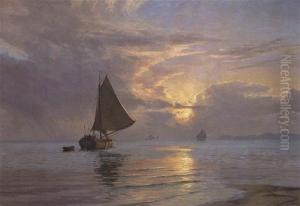 Lysglimt Over Havet Oil Painting by Vilhelm Karl Ferdinand Arnesen