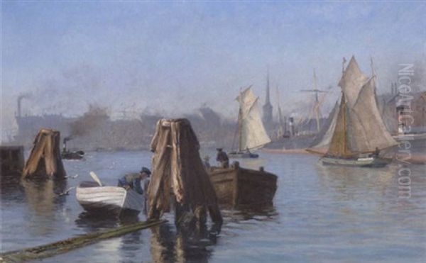 Parti Fra Kobenhavns Havn Oil Painting by Vilhelm Karl Ferdinand Arnesen