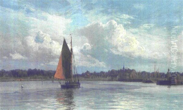 Parti Fra Gilleleje By Og Havn Oil Painting by Vilhelm Karl Ferdinand Arnesen