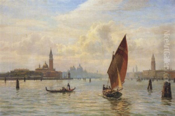 The Lagoon, Venice Oil Painting by Vilhelm Karl Ferdinand Arnesen