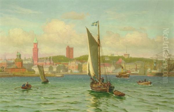 Udsigt Mod Helsingborg Oil Painting by Vilhelm Karl Ferdinand Arnesen