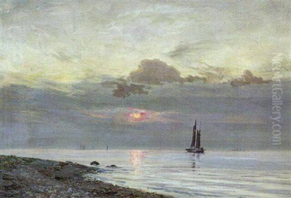 Solnedgang Ved Gilleleje Oil Painting by Vilhelm Karl Ferdinand Arnesen