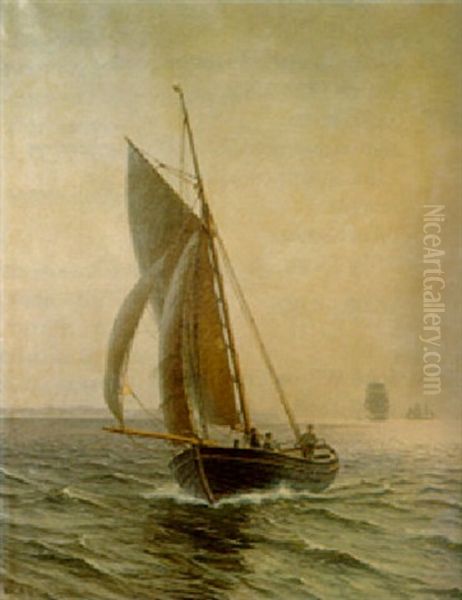 Sailing With The Breeze Oil Painting by Vilhelm Karl Ferdinand Arnesen