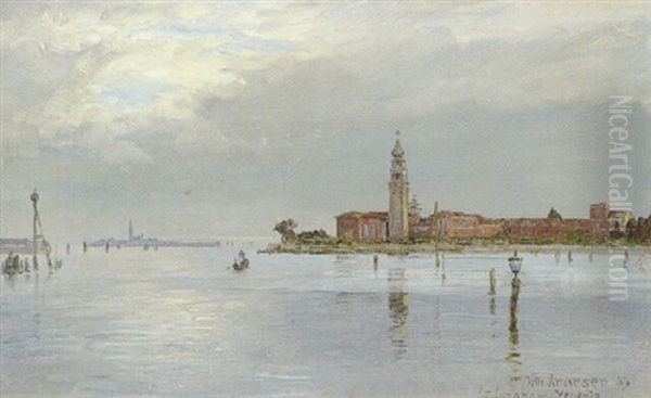 Klostret Sct. Lazano Set Fra Lidoen Oil Painting by Vilhelm Karl Ferdinand Arnesen