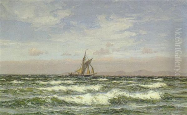 Marine Med Kutter Under Norges Kyst Oil Painting by Vilhelm Karl Ferdinand Arnesen