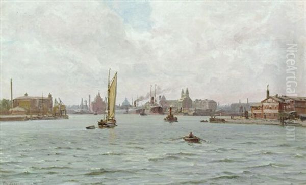 Frihavnen I Kobenhavn Oil Painting by Vilhelm Karl Ferdinand Arnesen