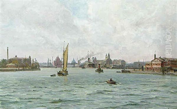 Frihavnen I Kobenhavn Oil Painting by Vilhelm Karl Ferdinand Arnesen