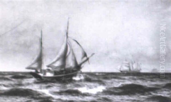 Marine Med Skibe Ud For Kullen Oil Painting by Vilhelm Karl Ferdinand Arnesen