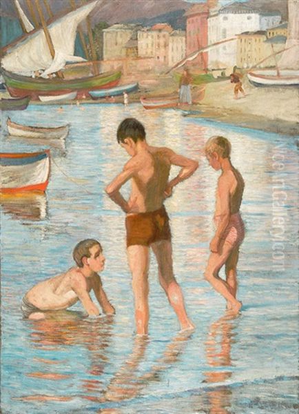 Badende Jungen (sommertag In Levanto) Oil Painting by Clara Arnheim