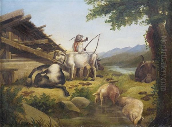 Hirt Auf Der Alm Oil Painting by Alois Arnold