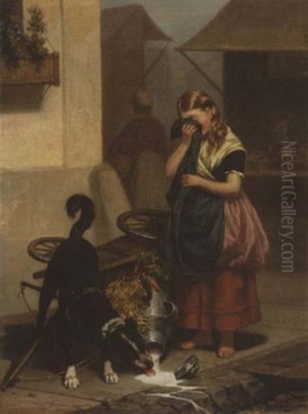 Missgeschick Oil Painting by Carl Johann Arnold