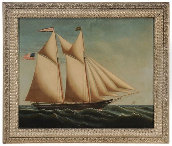 The Schooner Alexander Blue, Capt. George B. Murray, Registered In In Sippican, Maine Oil Painting by Edward Arnold