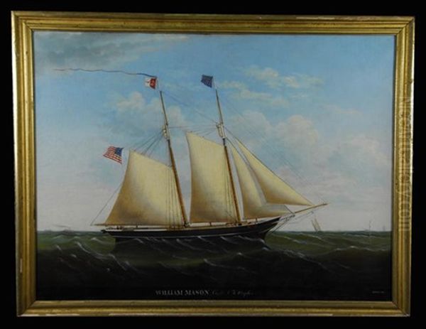 The Schooner William Mason, Capt. A.t. Staples Oil Painting by Edward Arnold