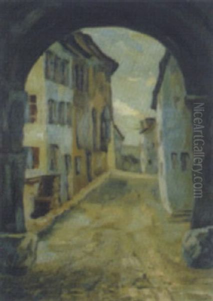 Tiroler Gassenmotiv Oil Painting by Heinrich Arnold