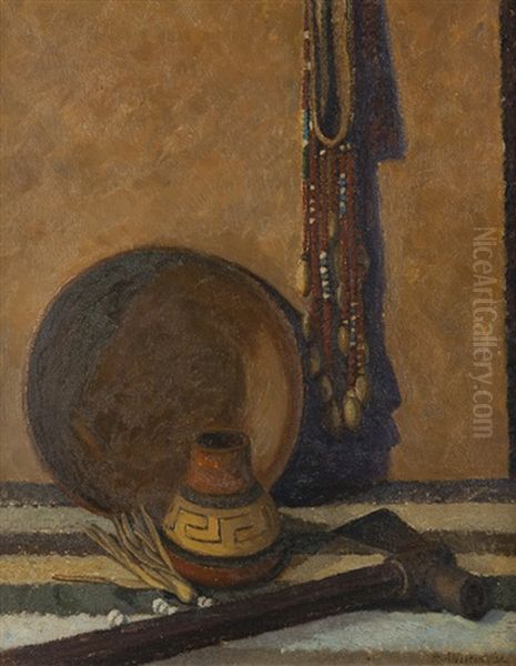 Still Life With Native American Objects Oil Painting by Henry Arnold