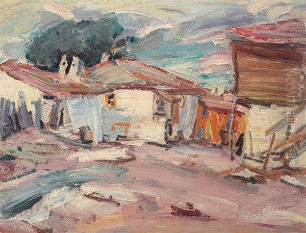 Landscape With Houses At Balcic Oil Painting by Max Arnold