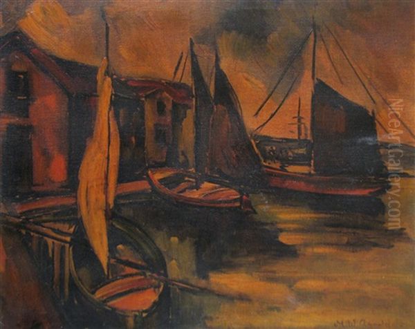 Boats At Twilight Oil Painting by Max Arnold