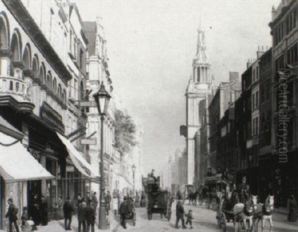 Bow Church, Cheapside Oil Painting by Reginald Ernest Arnold