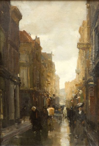 'spuitstraat, Den Haag' / A View Of The Spuistraat, The Hague Oil Painting by Floris Arntzenius