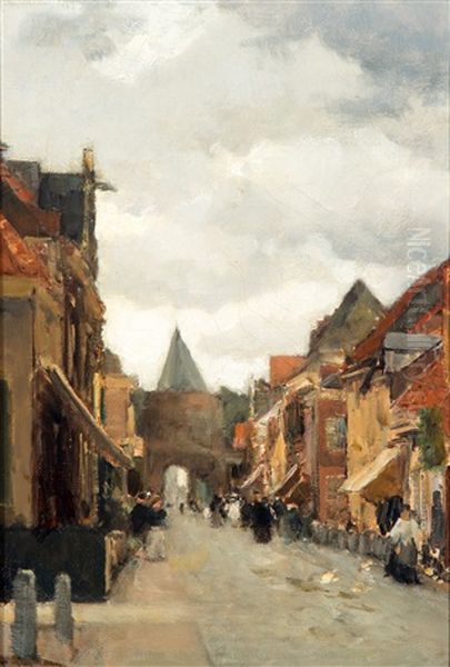 Vischpoort At Elburg Oil Painting by Floris Arntzenius